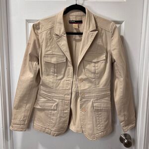 KIKIT Chic Beige Safari-Style Utility Jacket w/Multiple Pockets -